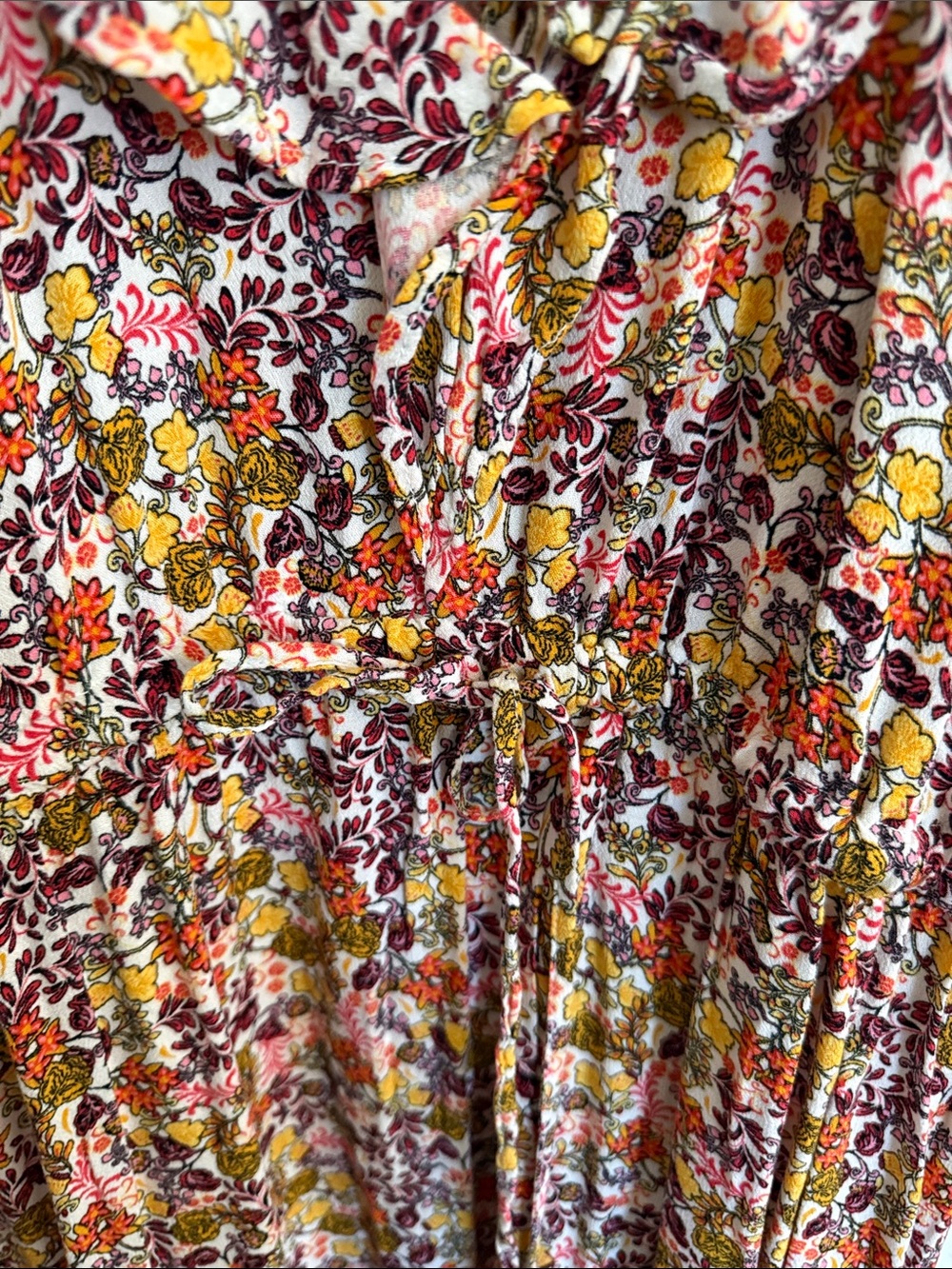 Old Navy Floral Ruffle Midi Dress in Red, Yellow, Pink - Picture 3 of 3